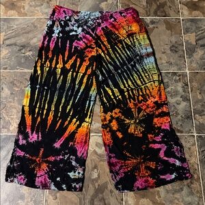 Wide Leg Tie-Dye Palazzo Pants - Black Multi